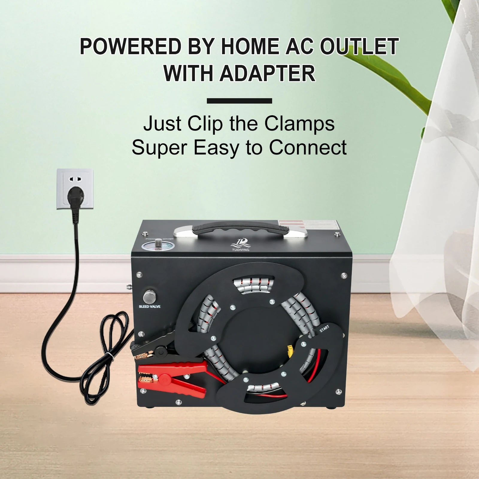 TUDIVING-Portable 4500Psi Pcp Air Compressor,High Pressure Compressor Paintball Scuba Compressor HPA Pump Fill Station Auto-Stop