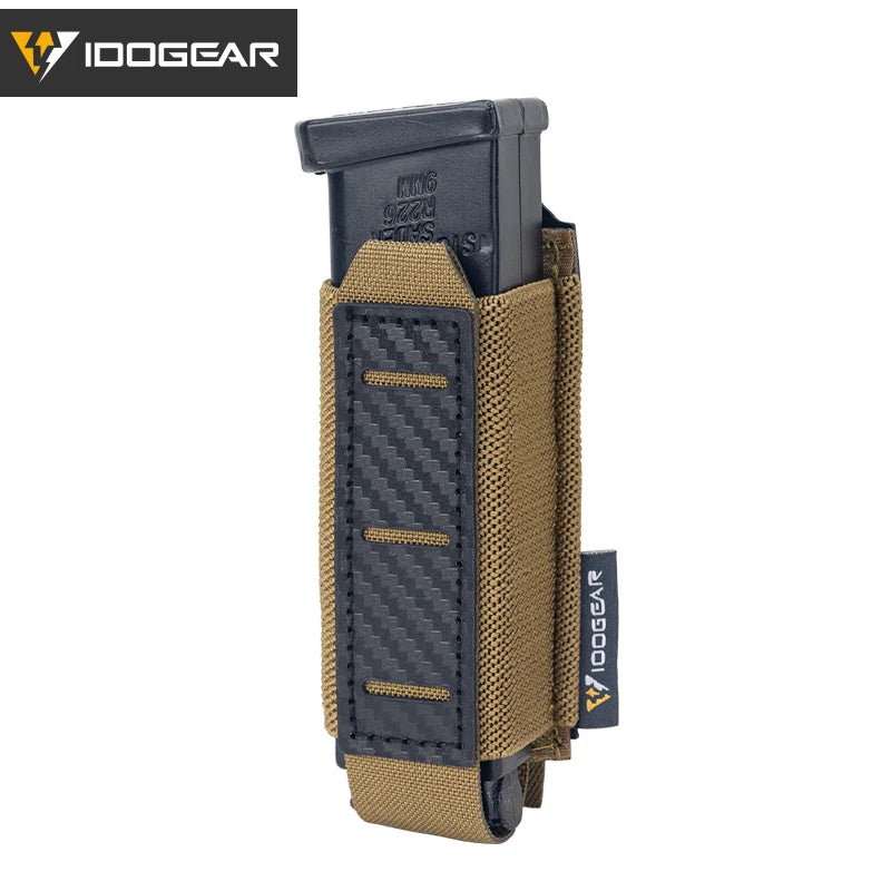 IDOGEAR Carbon Fiber Tactical Mag Pouch 9mm Single Carrier MOLLE Compatible Quick Drain Anti-slip Lightweight  IG-BG3589