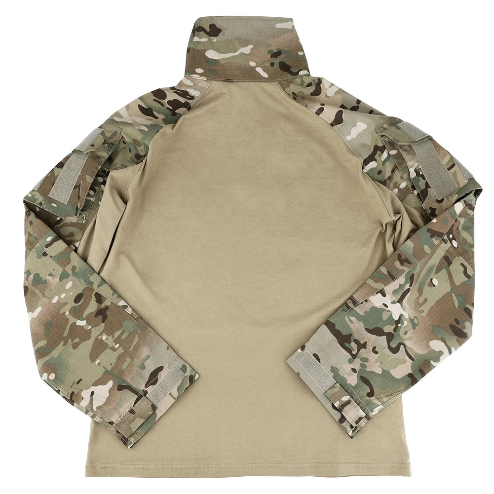 KRYDEX Combat Shirt with Elbow Pads For Hunting Outdoor Tops Tactical Clothes MC Tiger Stripes Shirts