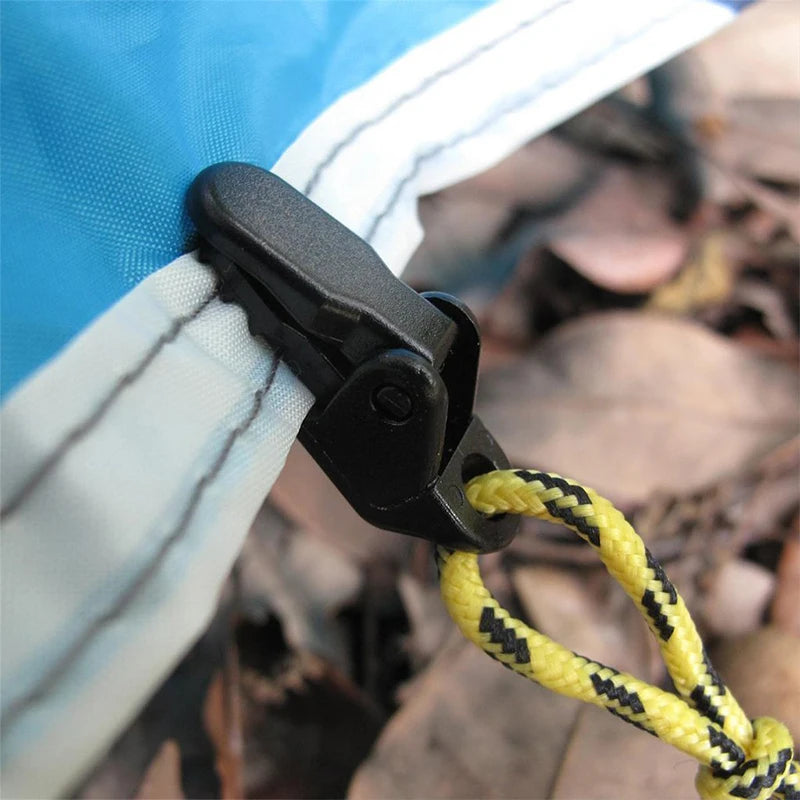 10Pcs/Lot Travel Outdoor Camping Plastic Double Hole Tent Rope Adjustable Buckle Curtain Alligator Clip Purse Tent Accessories