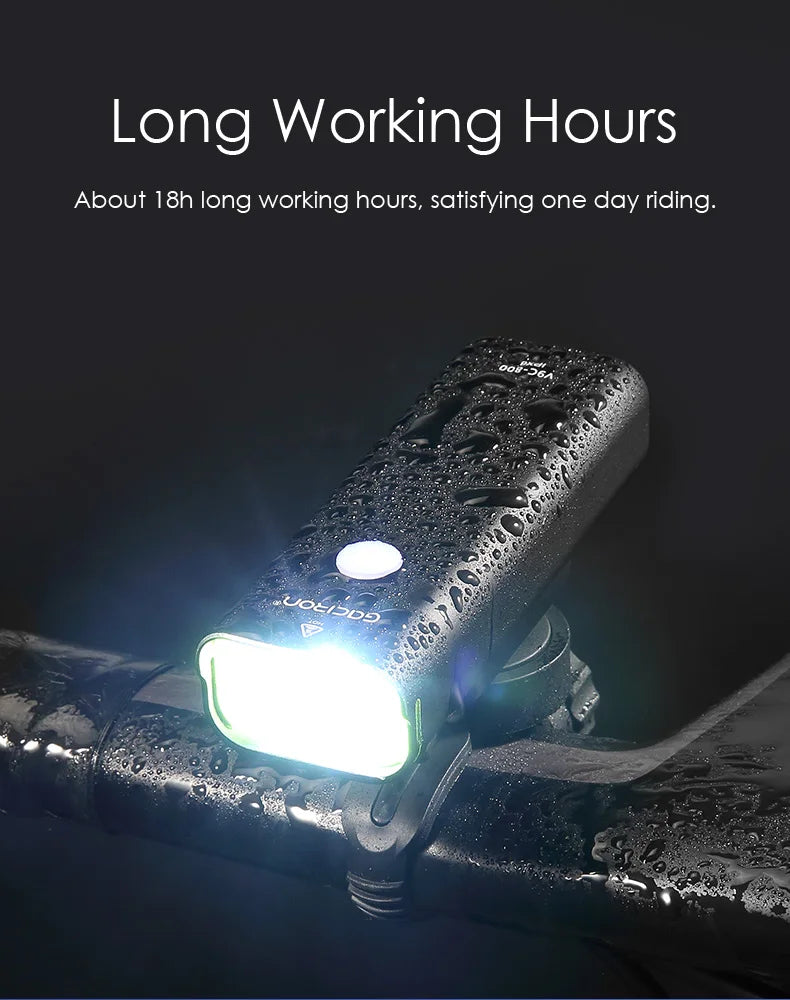 GACIRON 400-800LM Bicycle Headlight Bike Front Light with Wire Remote Switch IPX6 Waterproof Chargeable Pro Contest Flashlight
