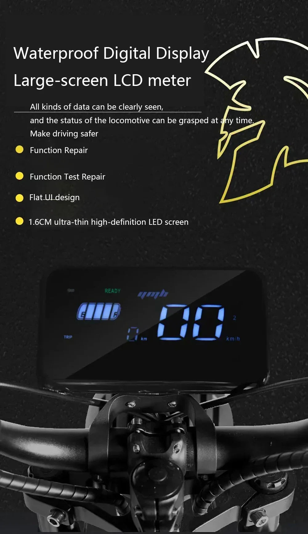 EBIK Black Warrior 3000W Motorcycle 60V 45AH ebike Adult Highway Electric Bike 20-inch Off-Road Fat Tires Suitable for Desert Mo