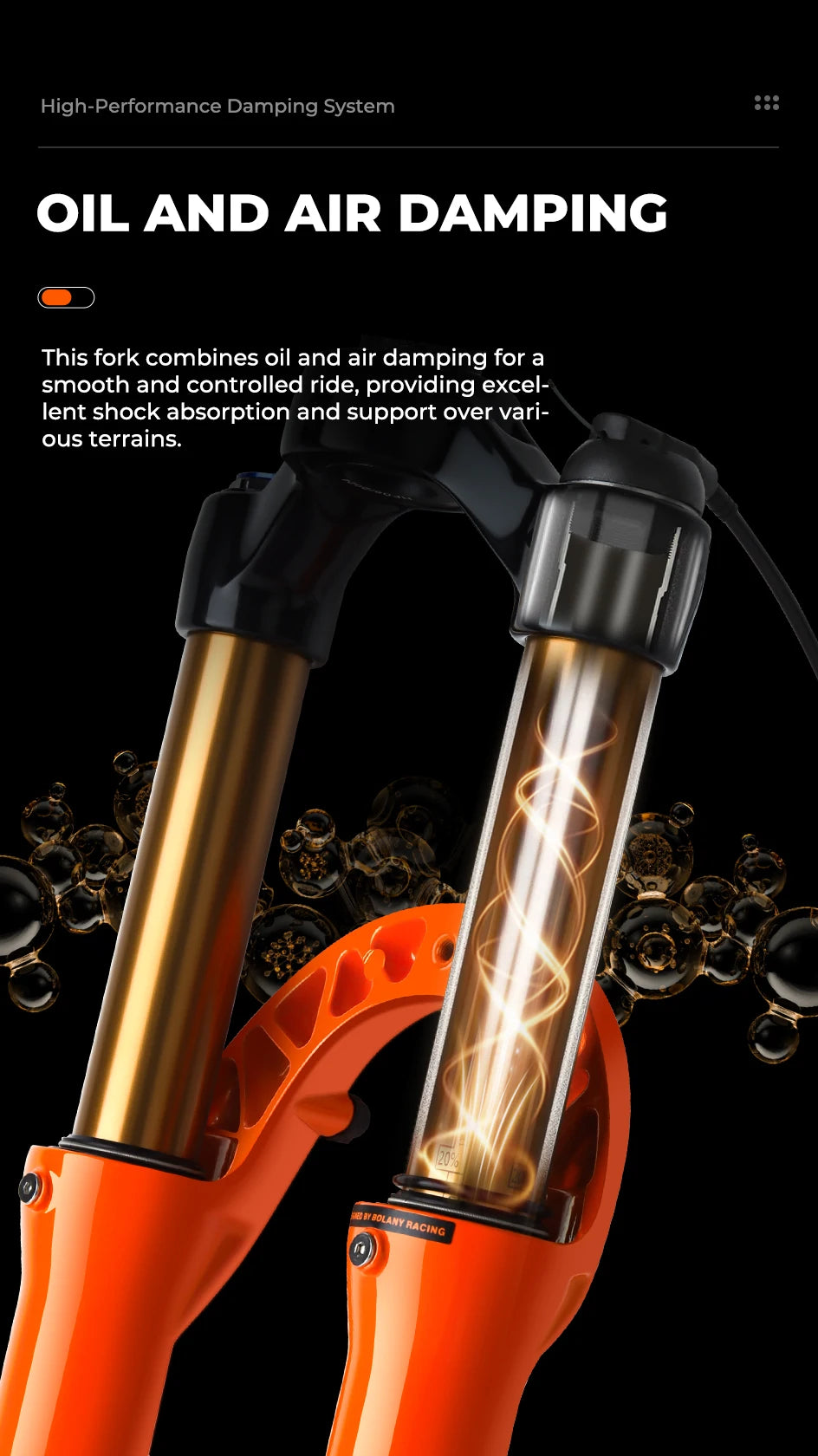 BOLANY Bike Air Fork 27.5/29inch 120mm Travel Oil Air Suspension Lightweight Magnesium Alloy Quick Release Bicycle Fork