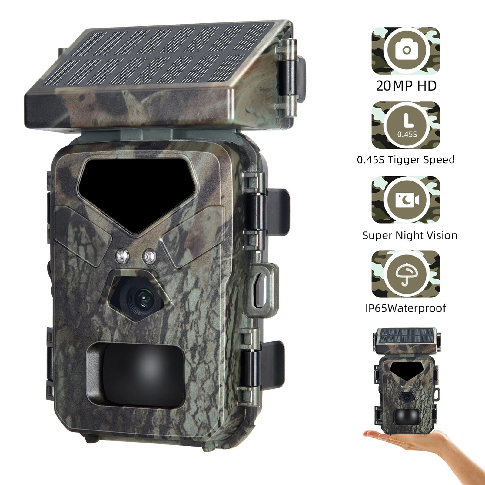 20MP/1080P Hunting Camera 0.45s Trigger Speed Night Vision Motion Activated Trail Camera
