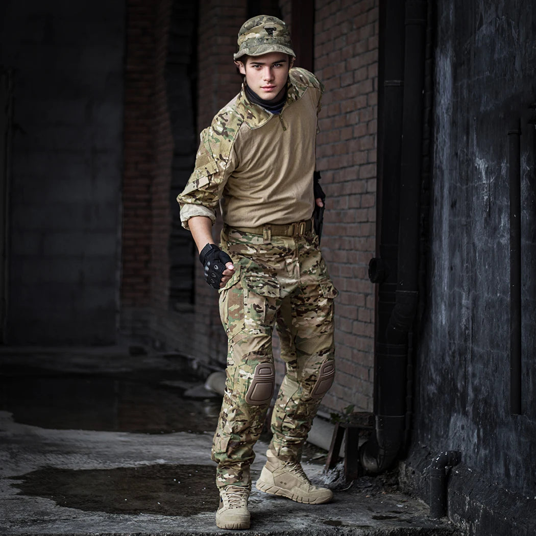 IDOGEAR Tactical Uniform BDU G3 Combat Shirt & Pants Knee Pads Update Ver Camo Combat Uniform 3004