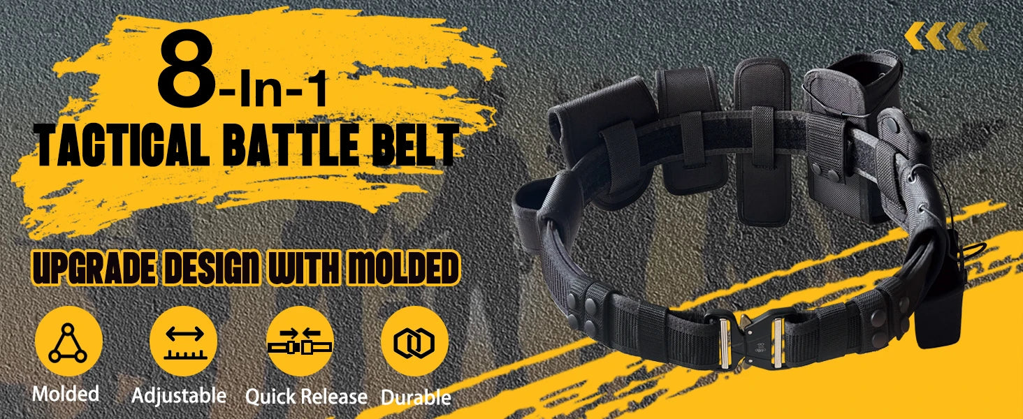 8-in-1 Tactical Duty Belt Set, 1000D Nylon, 35-45