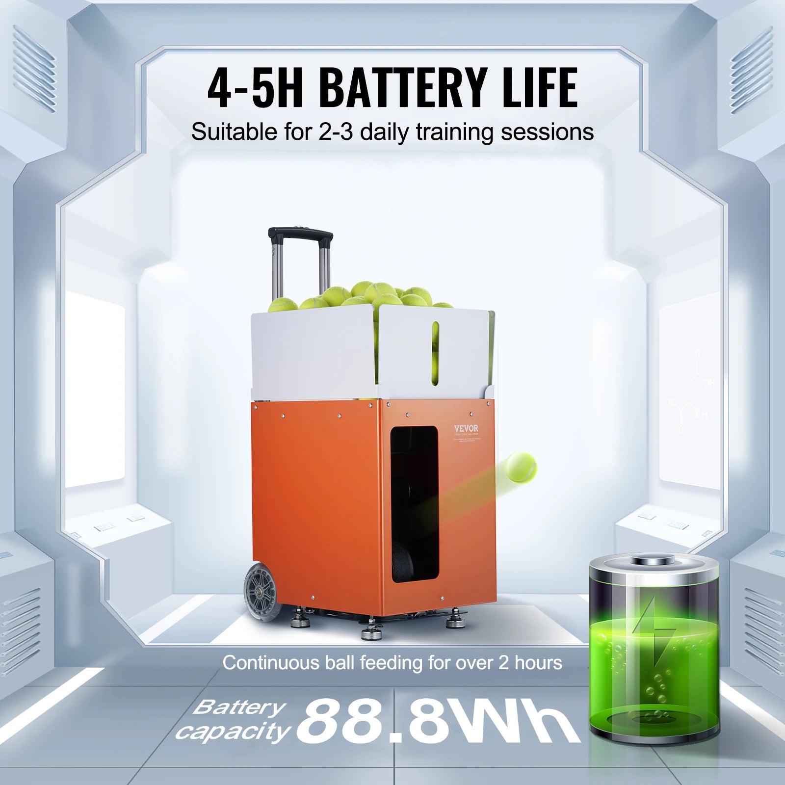 VEVOR Tennis Ball Machine Automatic Portable Tennis Ball Launcher 100 Balls Tennis Training Practice Thrower Multi-Mode Drills