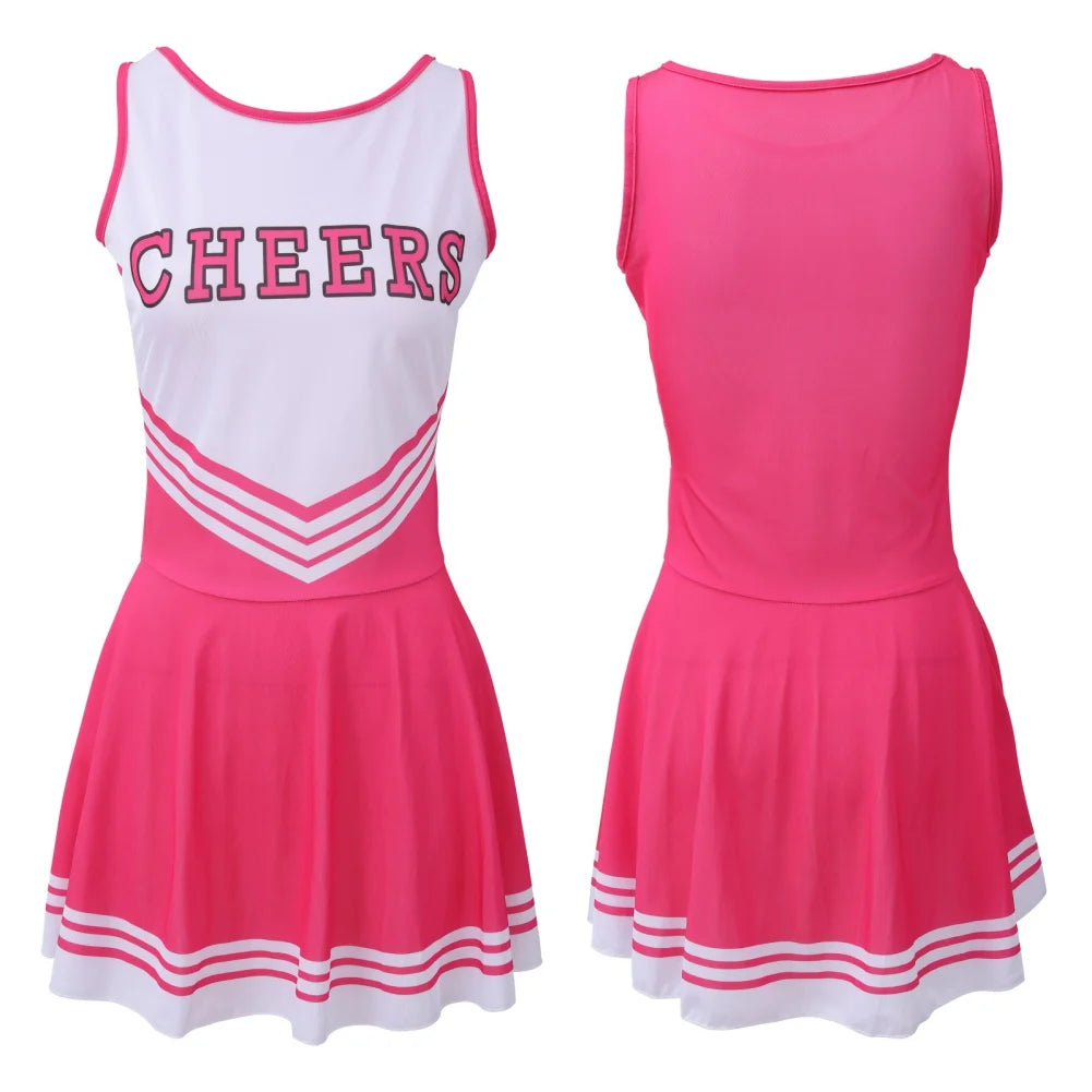 Cheerleader Costume High School Competition Letter Print Dance Uniform Pompoms Sock Cosplay Party Dress Carnival Halloween