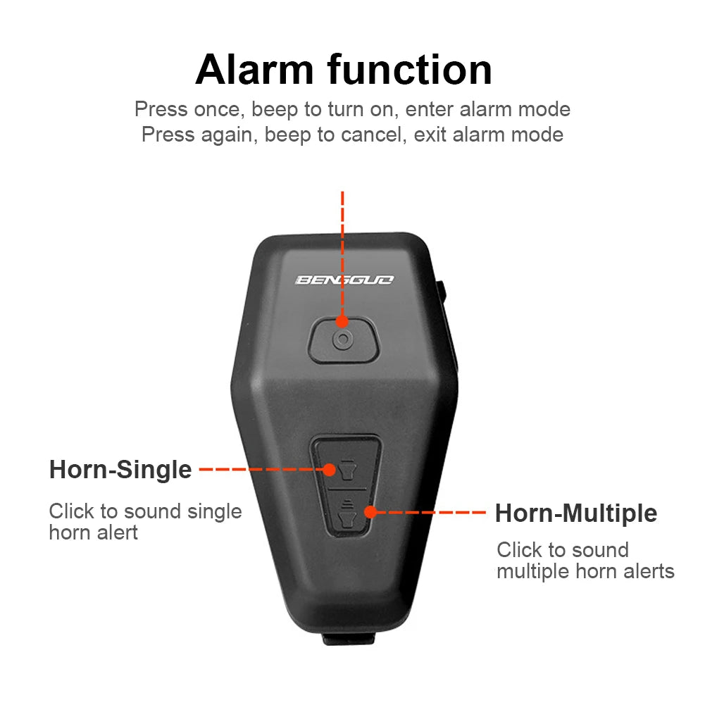 Electric Bike Bell with Anti-Theft Alarm Motorcycle Electric Horn Waterproof Electronic Bicycle Horn Bike Accessories