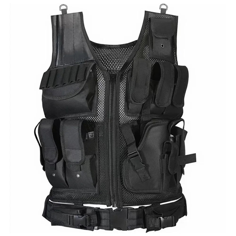 Nylon Molle Vest Adjustable Combat Body Armor Vests Multi-Pocket Airsoft Vest Hunting Outdoor CS Game Airsoft Training Jacket
