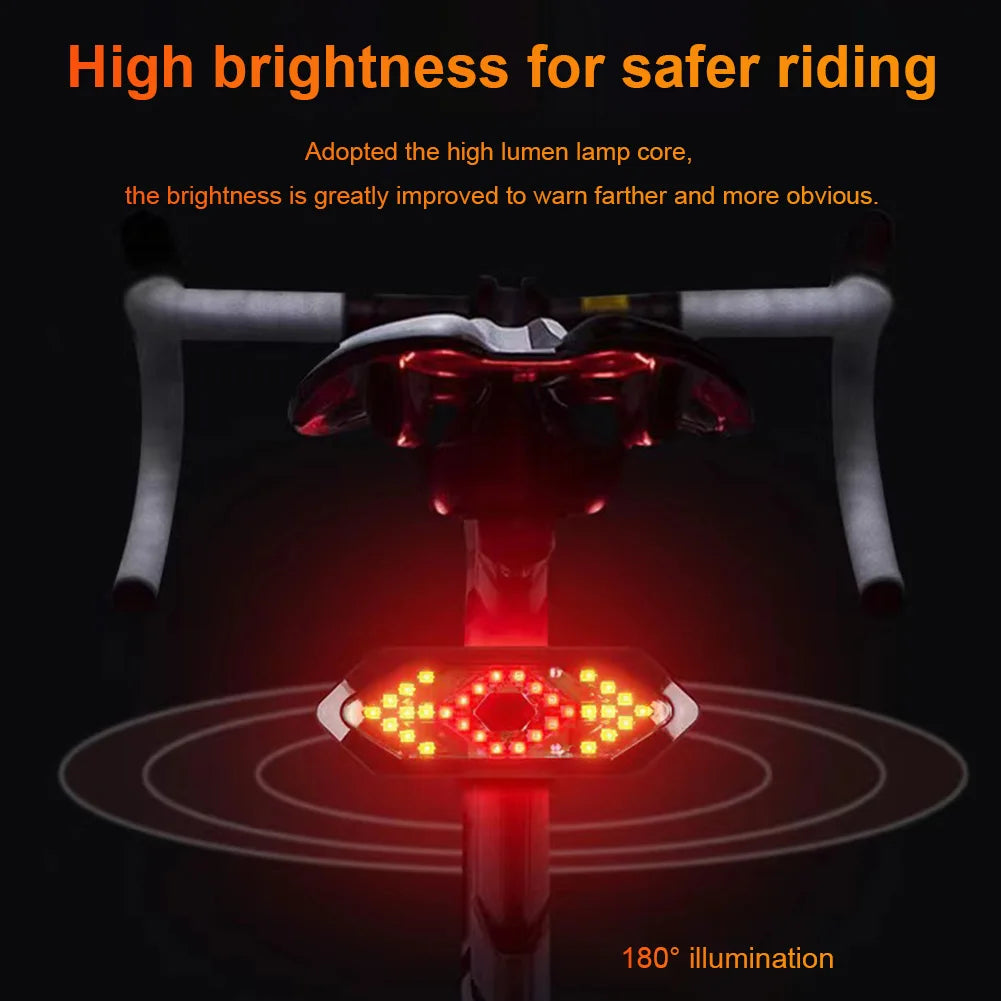 Bike Turn Signal Lights IPX4 Waterproof Rear Warning LED Lights Remote Bicycle Rear Light Bike Wireless Remote Control Taillight
