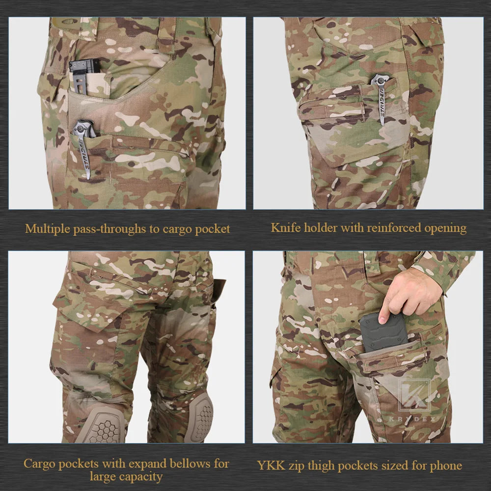 KRYDEX Tactical Combat Pants Assault Men Battlefield Combat Trousers Uniform & Knee Pads For Shooting Hunting Airsoft Gear