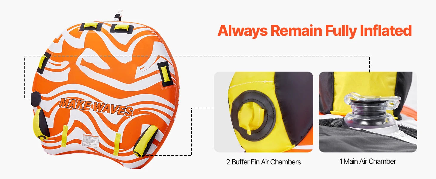 SucceBuy 1-2Riders Towable Tubes for Boating Inflatable Towable Tube for Boat to Pull 340lbs Boat Tubes with Fin for Water Sport