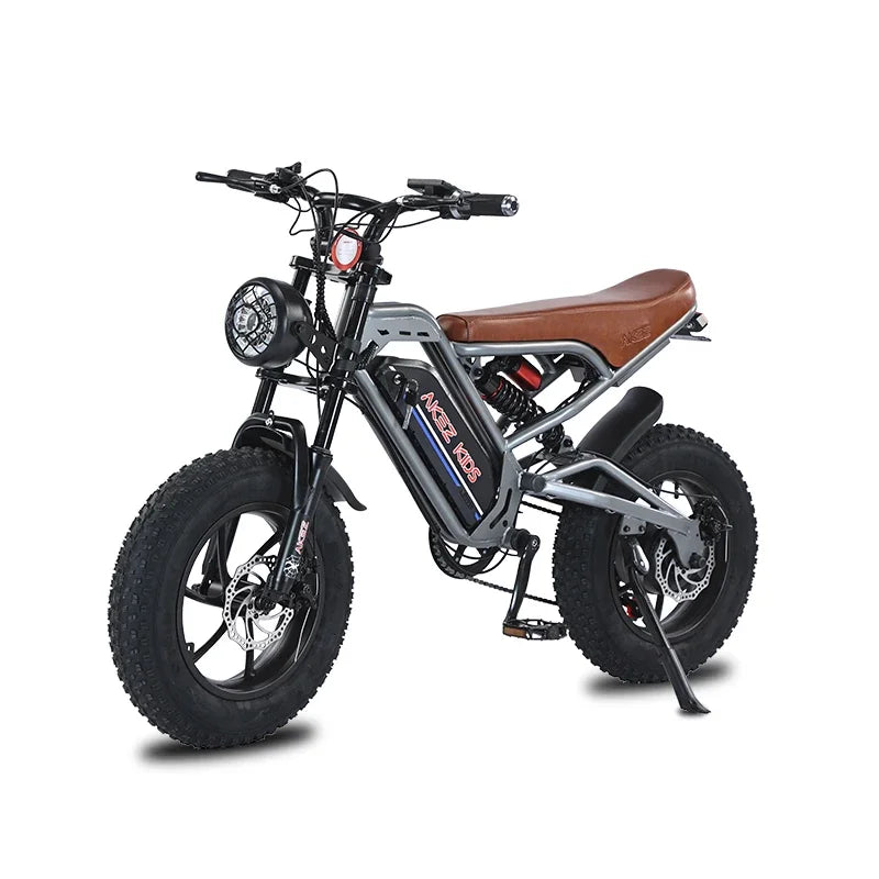 AKEZ 16inch Fat Tire electric bike kids to ride 350W Motor 36V 16AH Battery Full Suspension retro Electric Mountain Bicycle