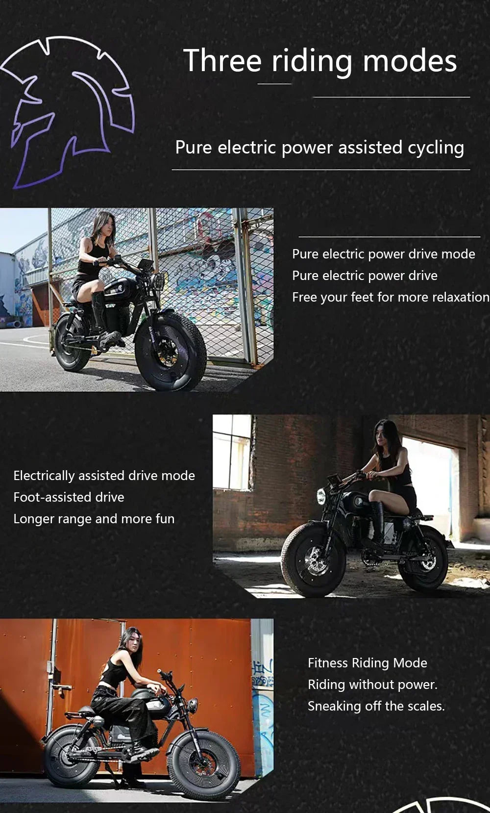 EBIK Black Warrior 3000W Motorcycle 60V 45AH ebike Adult Highway Electric Bike 20-inch Off-Road Fat Tires Suitable for Desert Mo