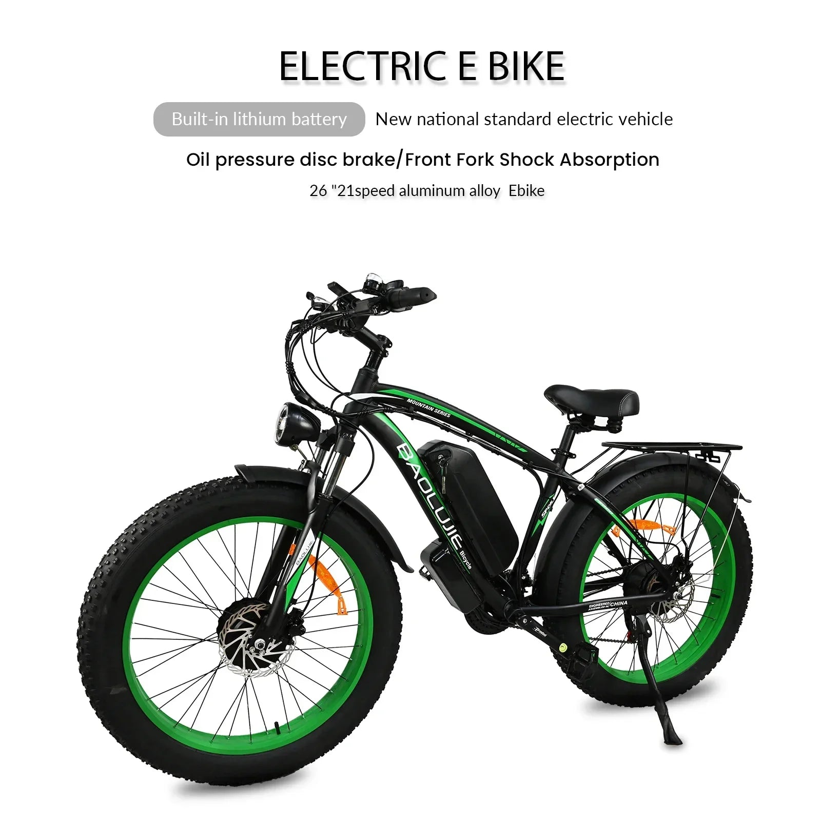 for 2000W dual motor 48V 20AH 26*4.0 fat tire hydraulic brake soft tail frame large front fork color instrument electric bicycle