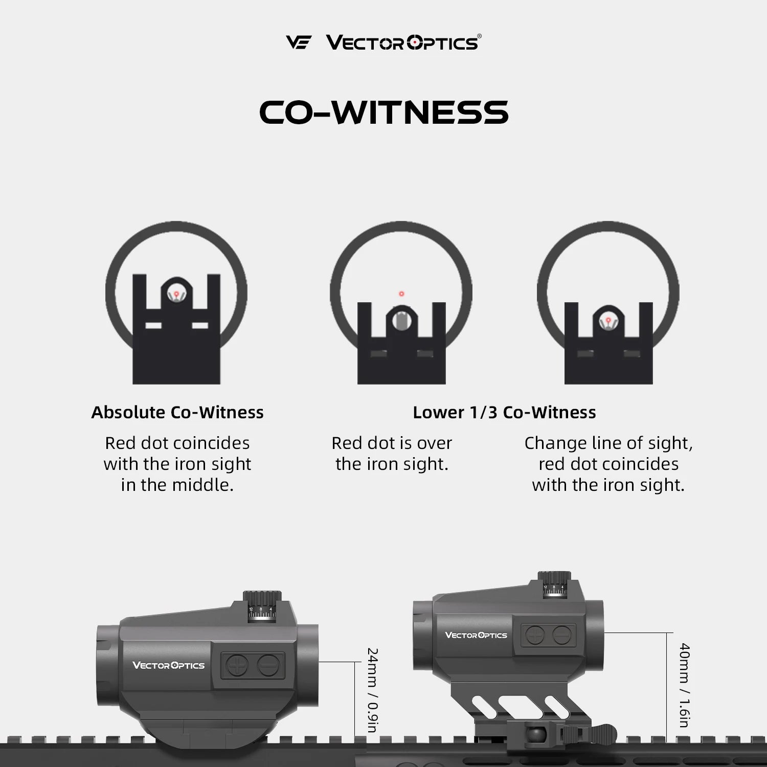 Vector Optics Maverick-II Plus 1x22 Red Dot | 3MOA & Solar Backup | 7-Level + NV | Digital Button Control | Lower 1/3 Co-Witness