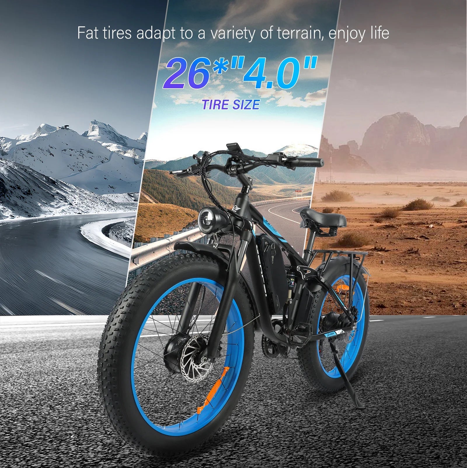 2025 new model DP2603-3000W dual motor 48V25AH26*4.0 fat tires dual suspension adult off-road all-terrain electric bicycle