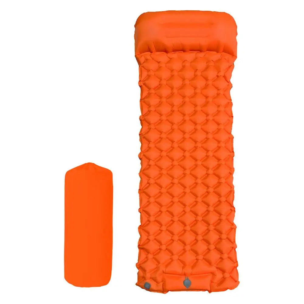 Inflatable Camping Mattress With Pillow Outdoor Sleeping Pad Ultralights Air Mat Built-in Footstep Inflator Pump For Camp Tent