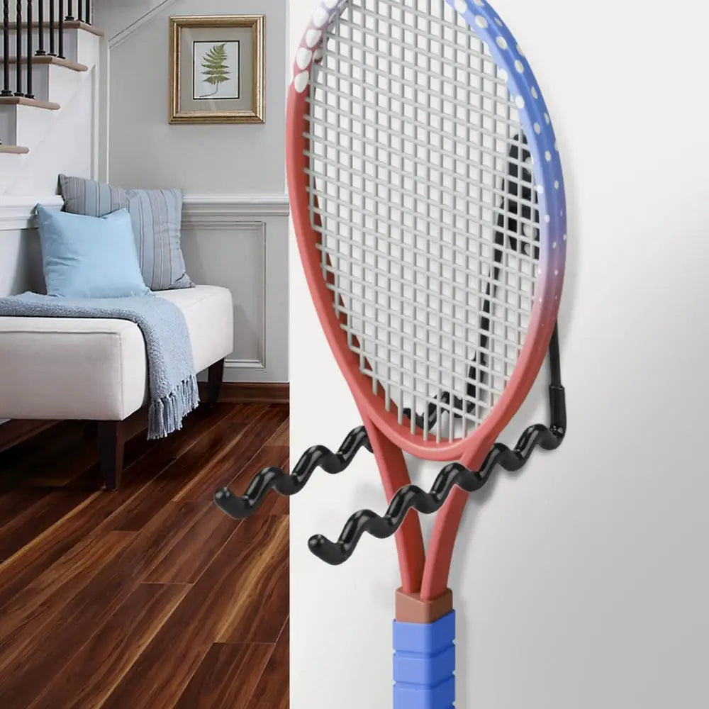 Wall Mounted Racket Holder Tennis Racket Holder Badminton Racket Holder Wall Waves Hook Storage Holds 6 Racquets Display Rack