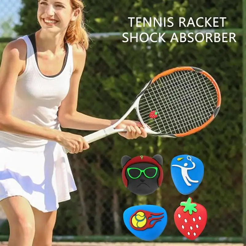 Tennis Racket Shock Absorbers Vibration Dampeners Durable Anti-vibration Silicone Cartoon Strawberry Tennis Accessories