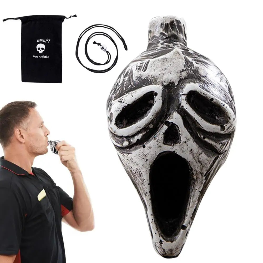 Death Whistle Screaming Whistle Instrument Skull Retro Aztec Death Halloween props Loudest Whistle with Human Sounding Screams