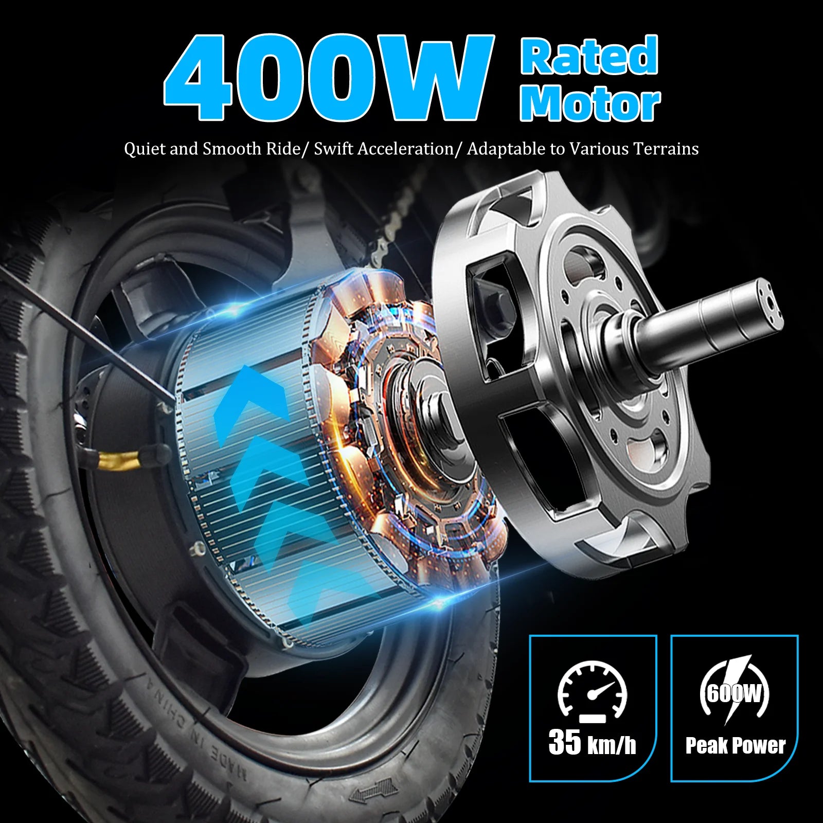 DEEPOWER 14'' Electric Bike Foldable Electric Pedal Assistance with 10ah Battery, 21MPH 400W Motor, Multi-Shock Ebike for teen