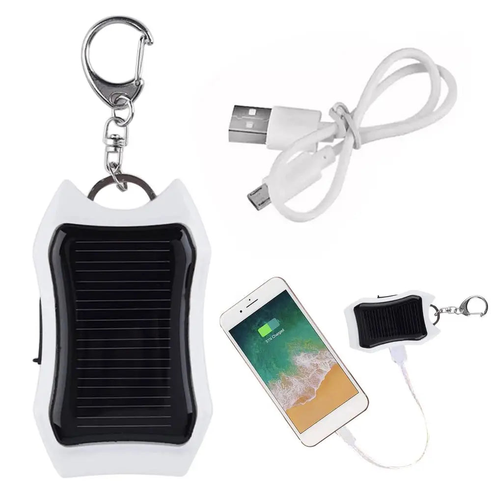 Solar Battery Charger With 3 LED Flashlight And Keychain Portable 1500amh Mobile Power Rechargeable Power Bank For Cellphone
