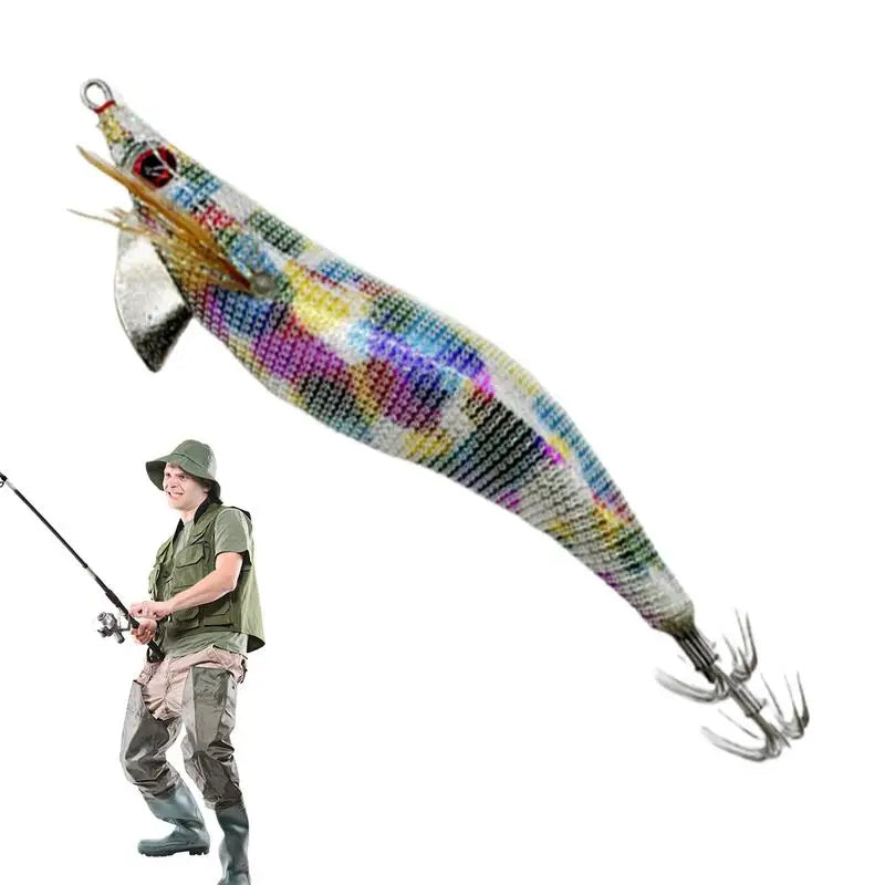 Glow Artificial Squid Lure Saltwater Wood Shrimp Lures Fluorescent Fishing Baits Realistic Freshwater Fish Luring For Sea River