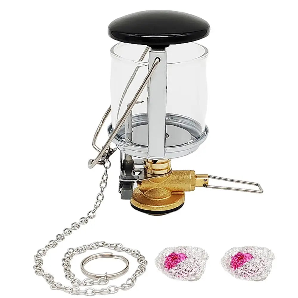 Tent Lamp Portable Petrol Lantern Garden Glass Lamp Bright Camping Equipment Supplies Copper For Outdoor Fishing Picnic