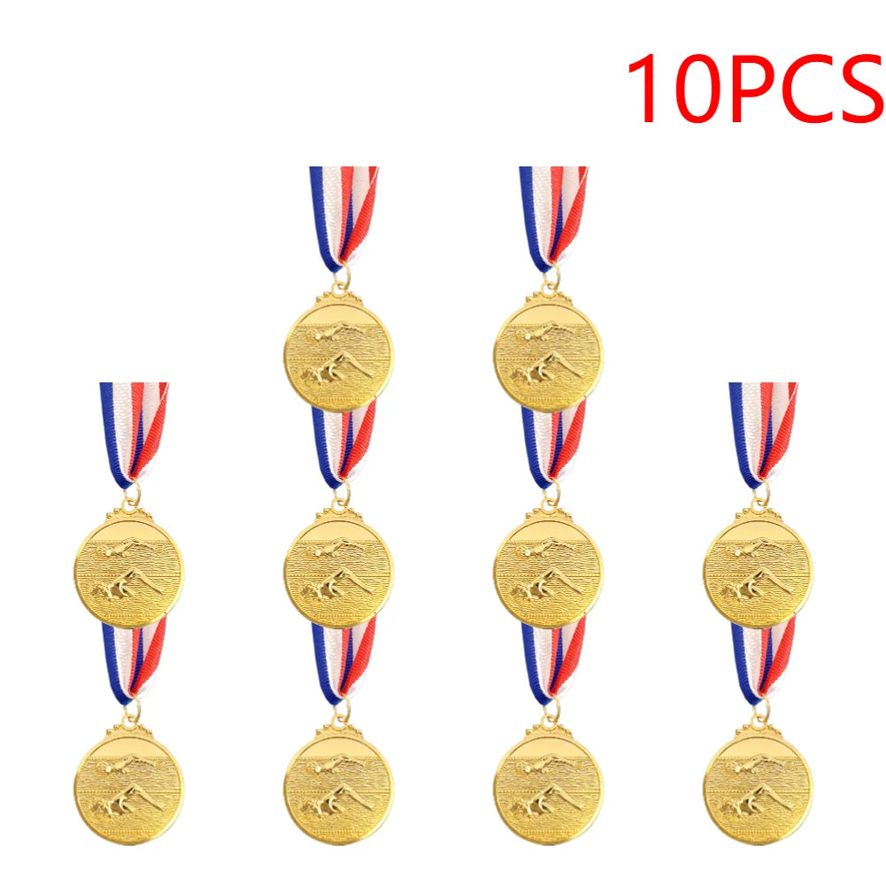 10-30PCS Swimming Medal Competition Awards with Neck Ribbon Metal 5cm Winner Medals Gold/Silver/Bronze Medal for Competitions