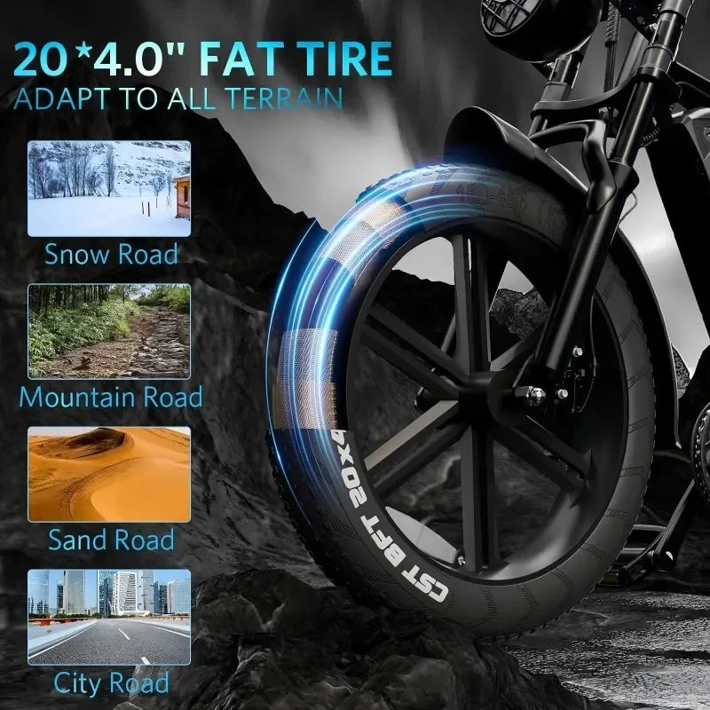 HX V8 1000W Adults Electric Bike Bicycle 48V 20AH 20 Inch Fat Tire electric bikes ebike Mountain Oil Brake 1000W Ebikes
