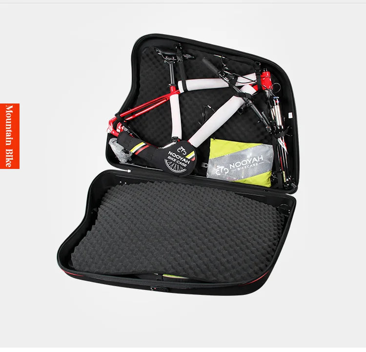 NOOYAH Bike Travel Case Bicycle Transport Bag EVA Case MTB Road Bike Accessories Hardshell Round Trip Suitcase Bike Travel Tools