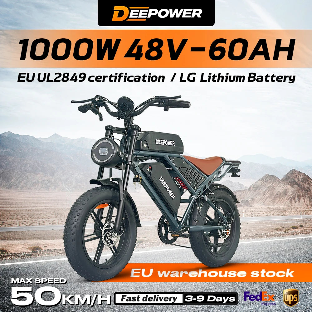 DEEPOWER QS7 Max Electric Bicycle 2000W Brushless Motors MTB E-bike 48V 35AH Lithium Battery Speed 50Km/h Adult Off Road Ebike