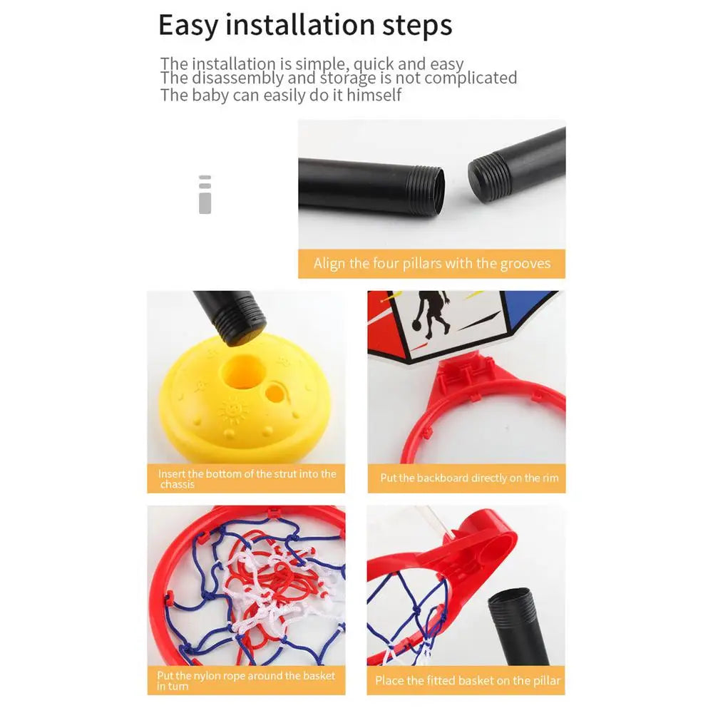 2021 New 4 Helights 1.15M Adjustable Kid Hoop Set Children Shoot a Basket Gifts Basketball Back Board Stand Sport