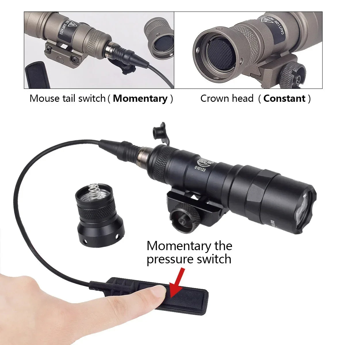 Tactical Surefire M300 M600 X300 Weapon Gun Light Remote Pressure Switch LED Flashlight Torch Airsoft AR15 Hunting Rifle Lantern