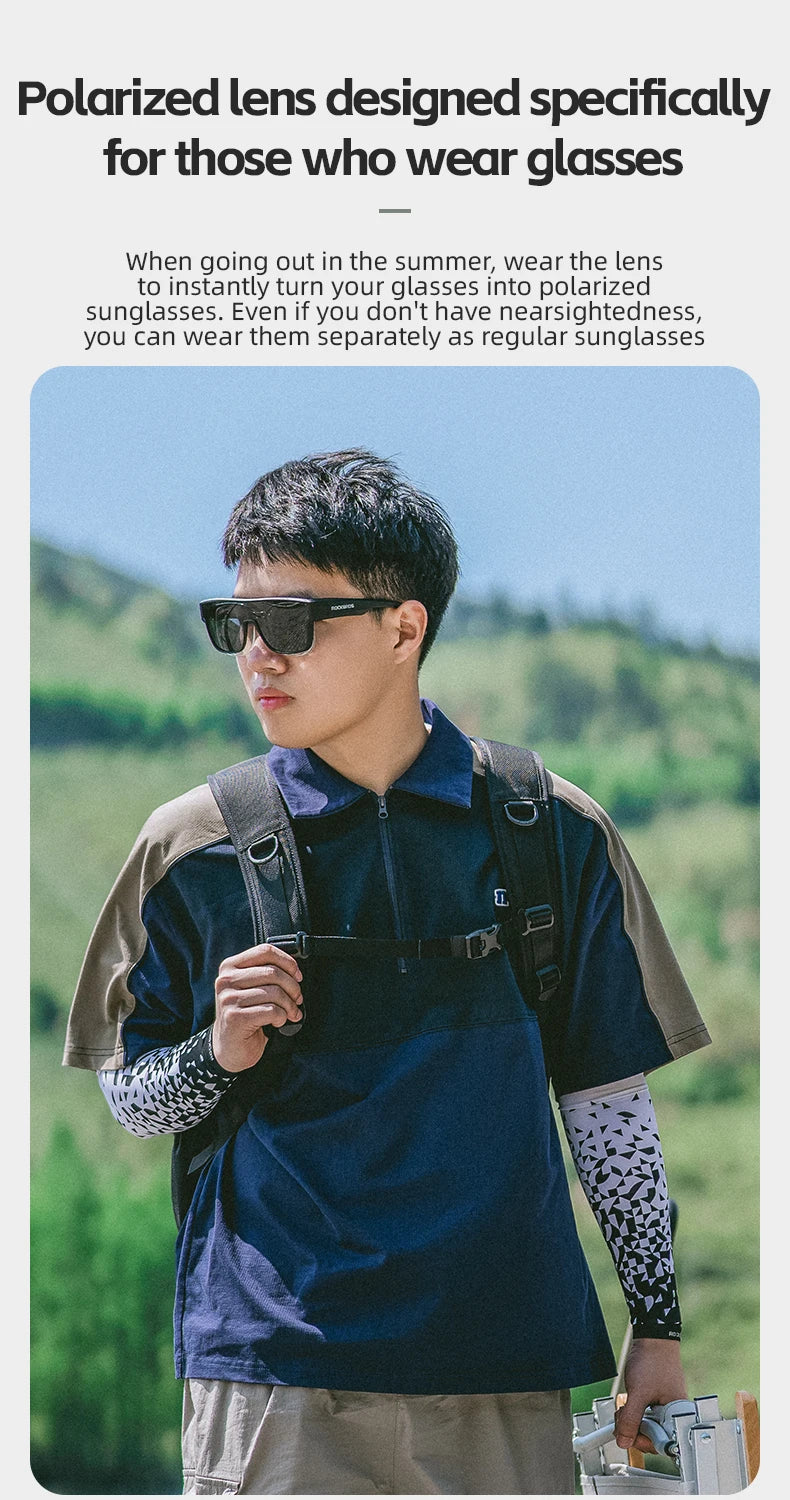 ROCKBROS Polarized Cycling Glasses Lightweight UV400 Sun Protection Myopia Dual Wear Sunglasses Men Women MTB Road Bike Glasses