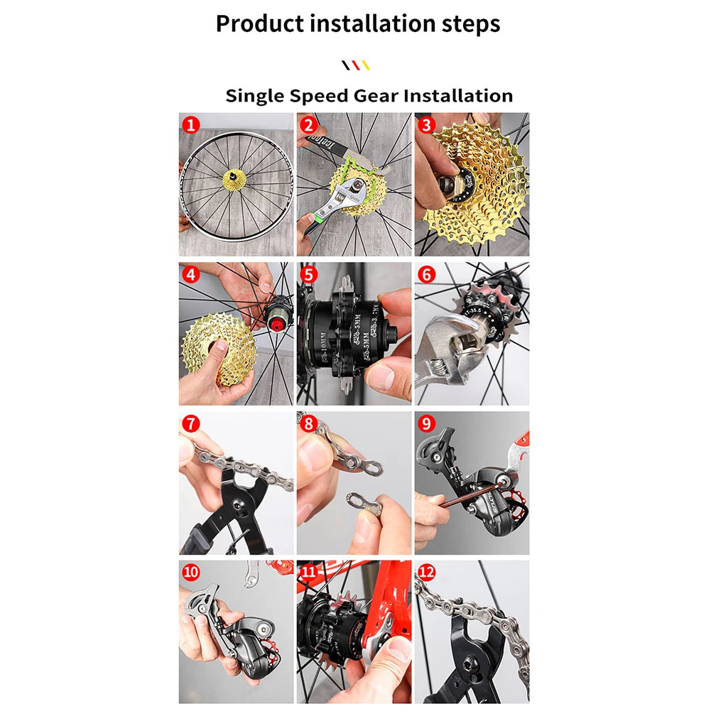 MUQZI Bike Cassette Freewheel Kit Single Speed MTB Flywheel Sprocket Conversion