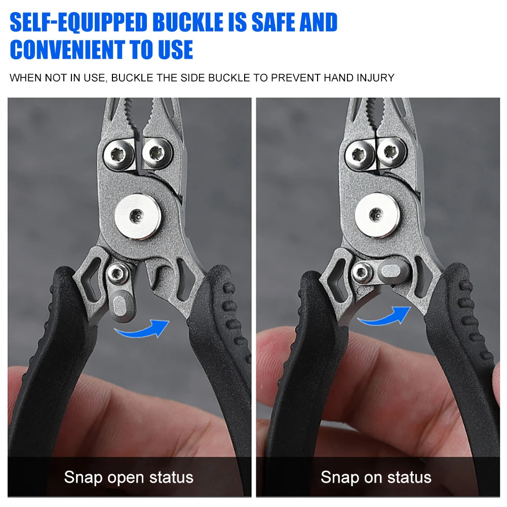 Portable Fishing Plier Scissor Stainless Steel Cutting Fish Line Tong Comfortable Grip Self-locking Buckle Fishing Tackle Tool