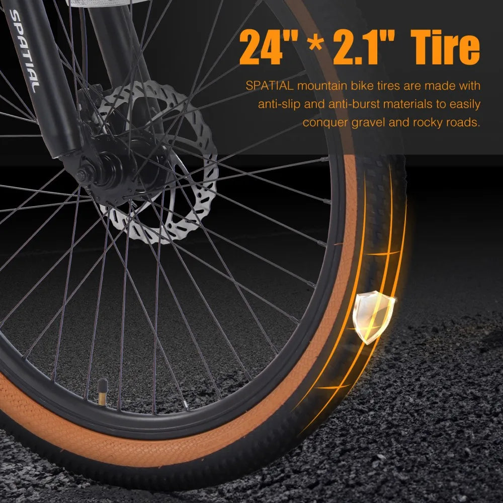 SPATIAL Mountain Bike 24 Inch, 21 Speed Aluminum Frame Lightweight Bike,Dual Disc Brake Bicycle for Teenager