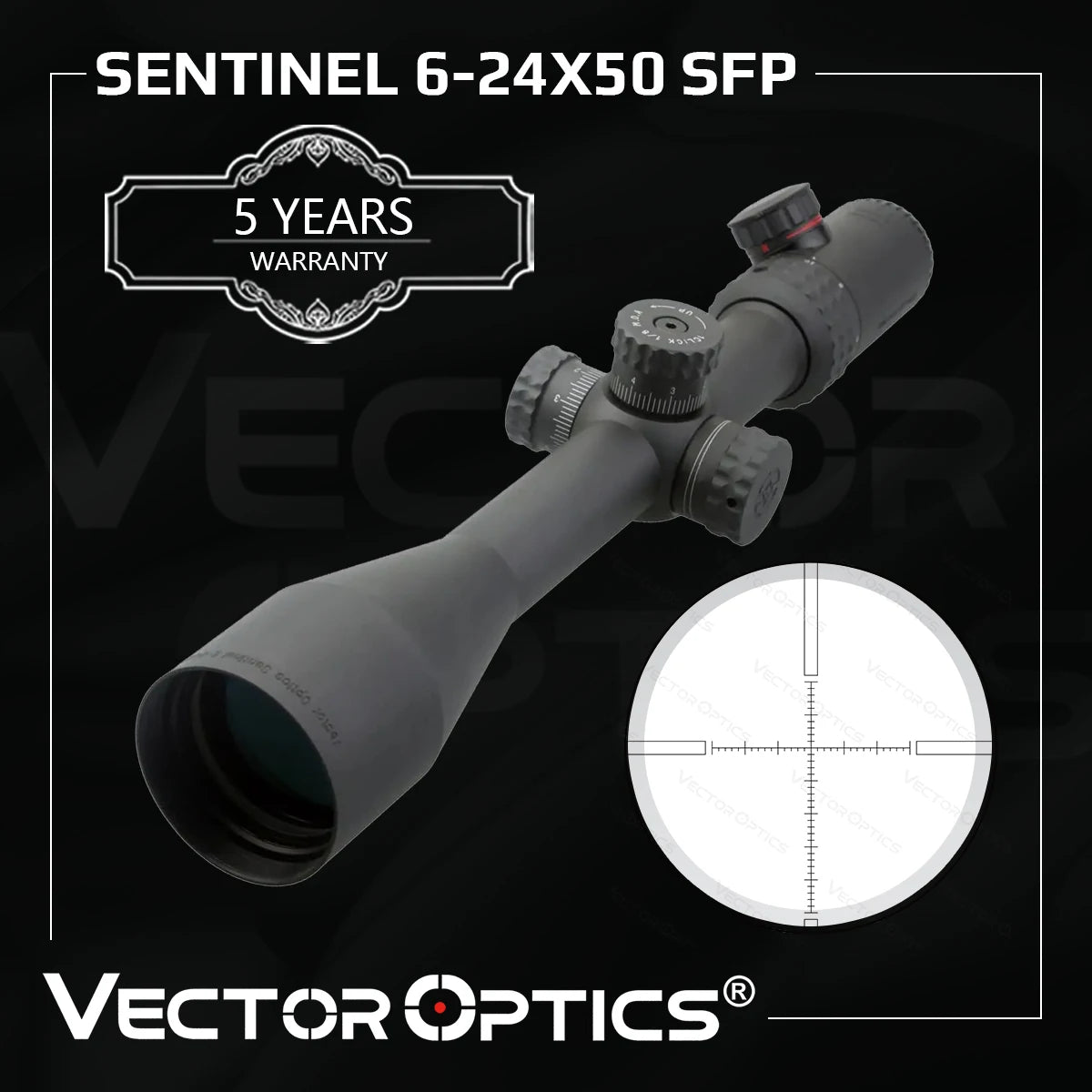 Vector Optics Sentinel 6-24x50 Hunting Riflescope Air Rifle Scope Optical Sight Focus 10 Yards R&G Illumination .223 & Airgun