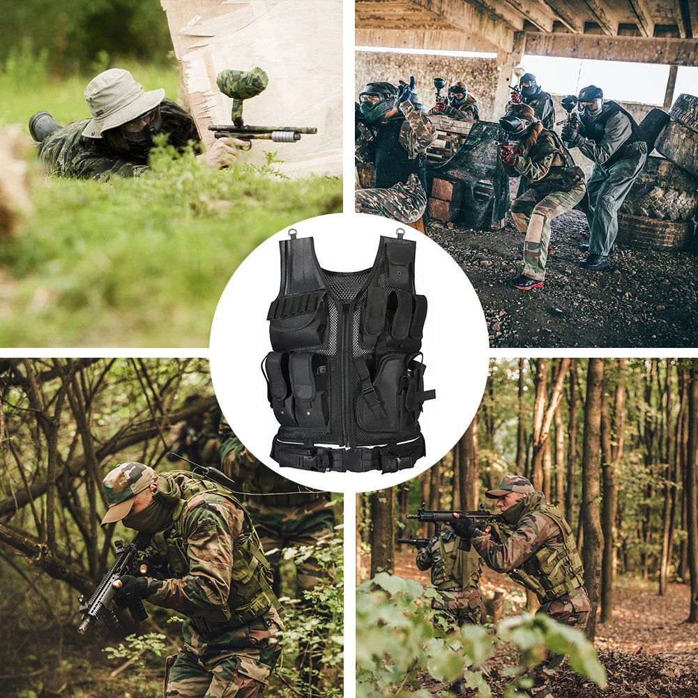 Nylon Molle Vest Adjustable Combat Body Armor Vests Multi-Pocket Airsoft Vest Hunting Outdoor CS Game Airsoft Training Jacket