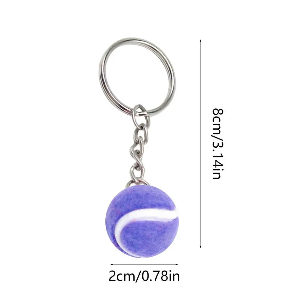 7 Color Key Chain Tennis Ball Metal Keychain Car Key Ring Sports Chain Sliver Color Mini Tennis Racket Backpack Pendant Gifts