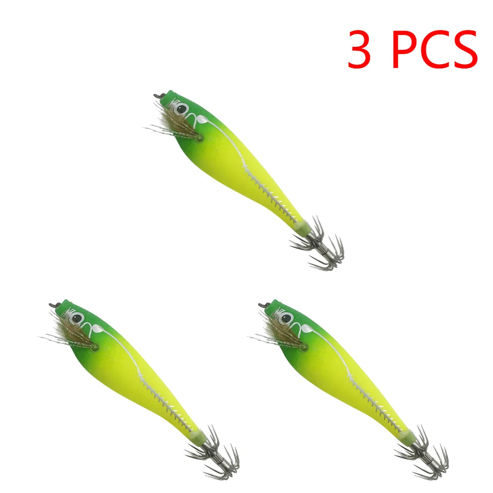 1-3Pcs 110mm 10.5g Fluorescent Fishing Lure Built-In Bead Luminous Jigging Bait Glow In Dark Artificial Squid Hook Jigs Tackle