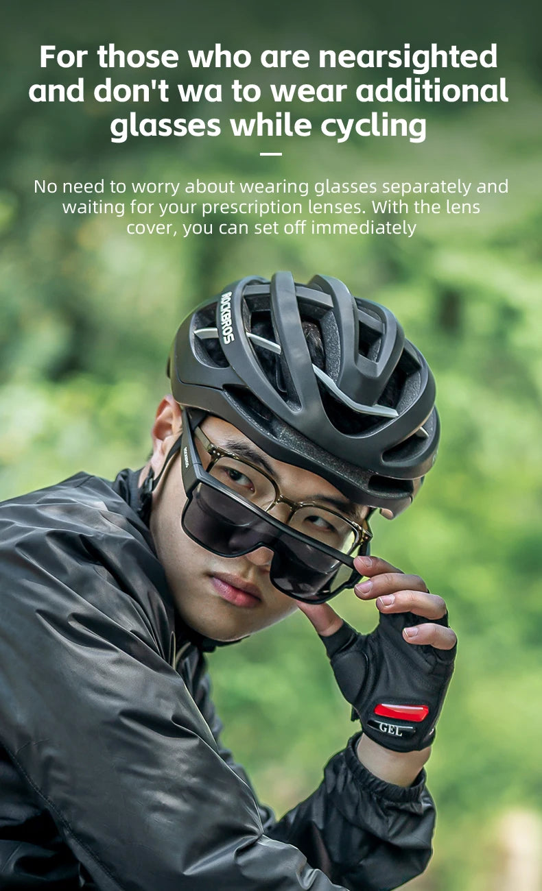 ROCKBROS Polarized Cycling Glasses Lightweight UV400 Sun Protection Myopia Dual Wear Sunglasses Men Women MTB Road Bike Glasses