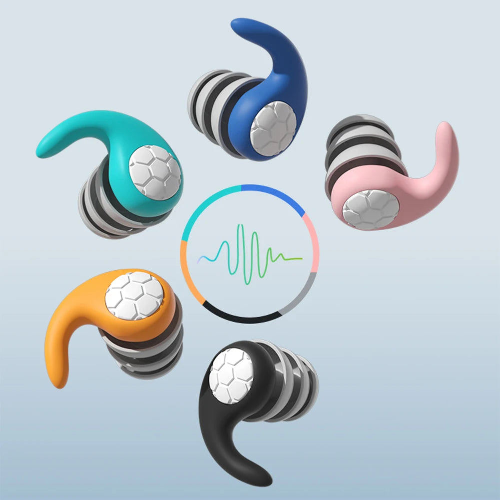 3-Layer Noise Sleeping Ear Plugs Sound Insulation Silicone Ear Protection Earplugs Washable Anti-Noise Earplugs for Showering