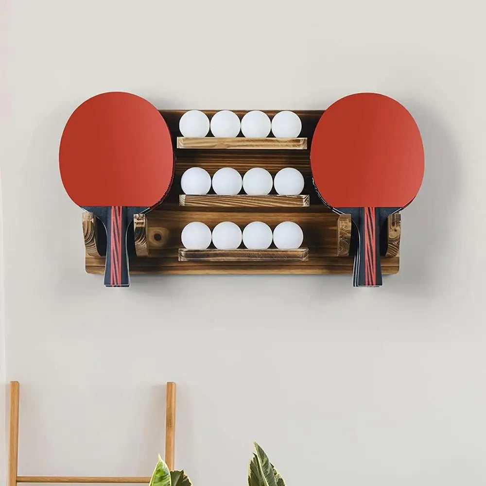 Table Tennis Paddle Holder Large Capacity Wooden Table Tennis Paddle Display Holder Storage Organizer Racket Mount storage Rack