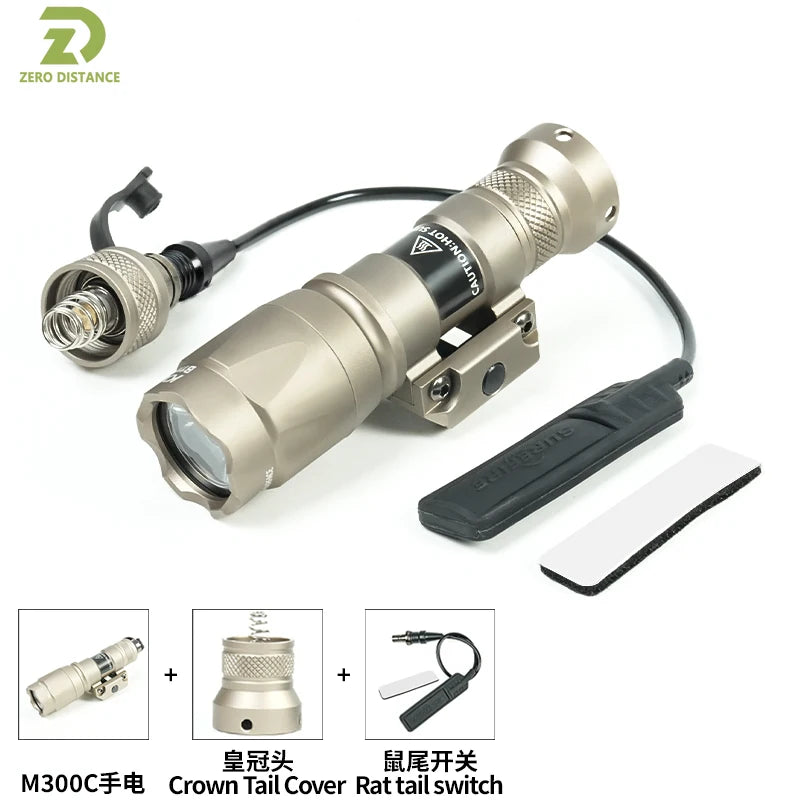 Tactical SF X300 X300U Ultra Metal Flashlight Strobe Scout Light M300C M600C PEQ Airsoft Hunting Weapon Flashlight Fit 20mm Rail