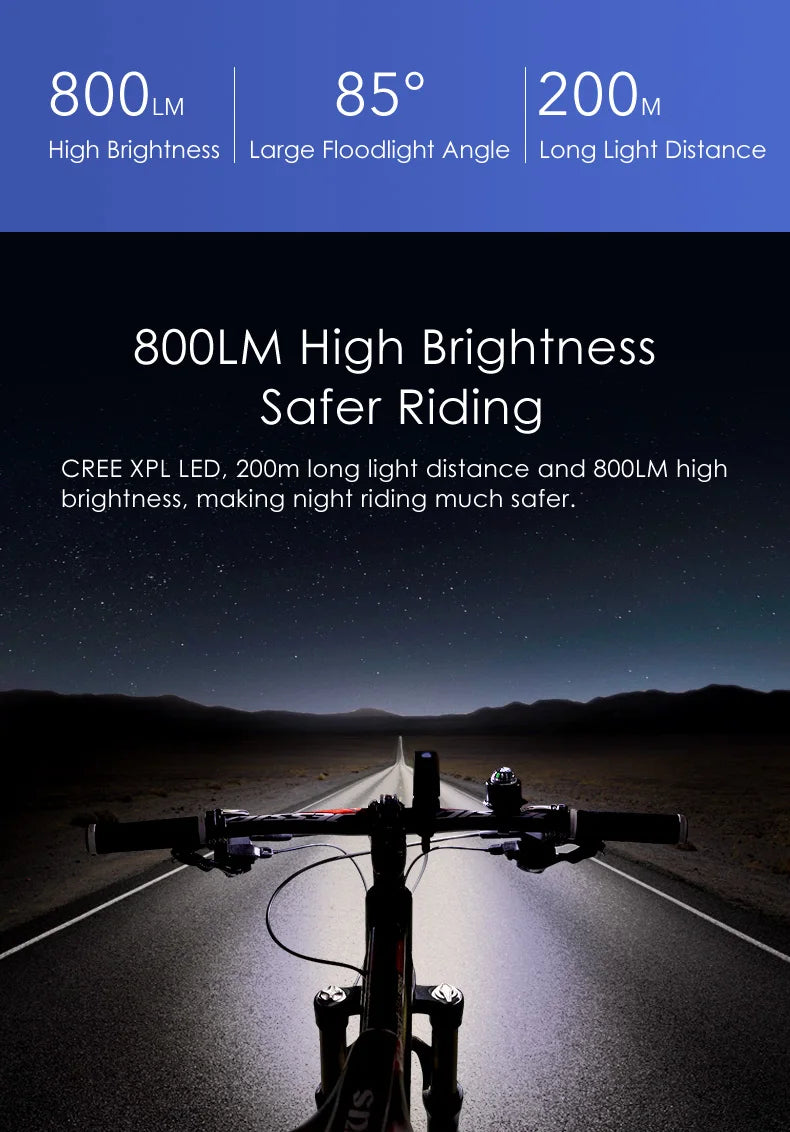 GACIRON 400-800LM Bicycle Headlight Bike Front Light with Wire Remote Switch IPX6 Waterproof Chargeable Pro Contest Flashlight