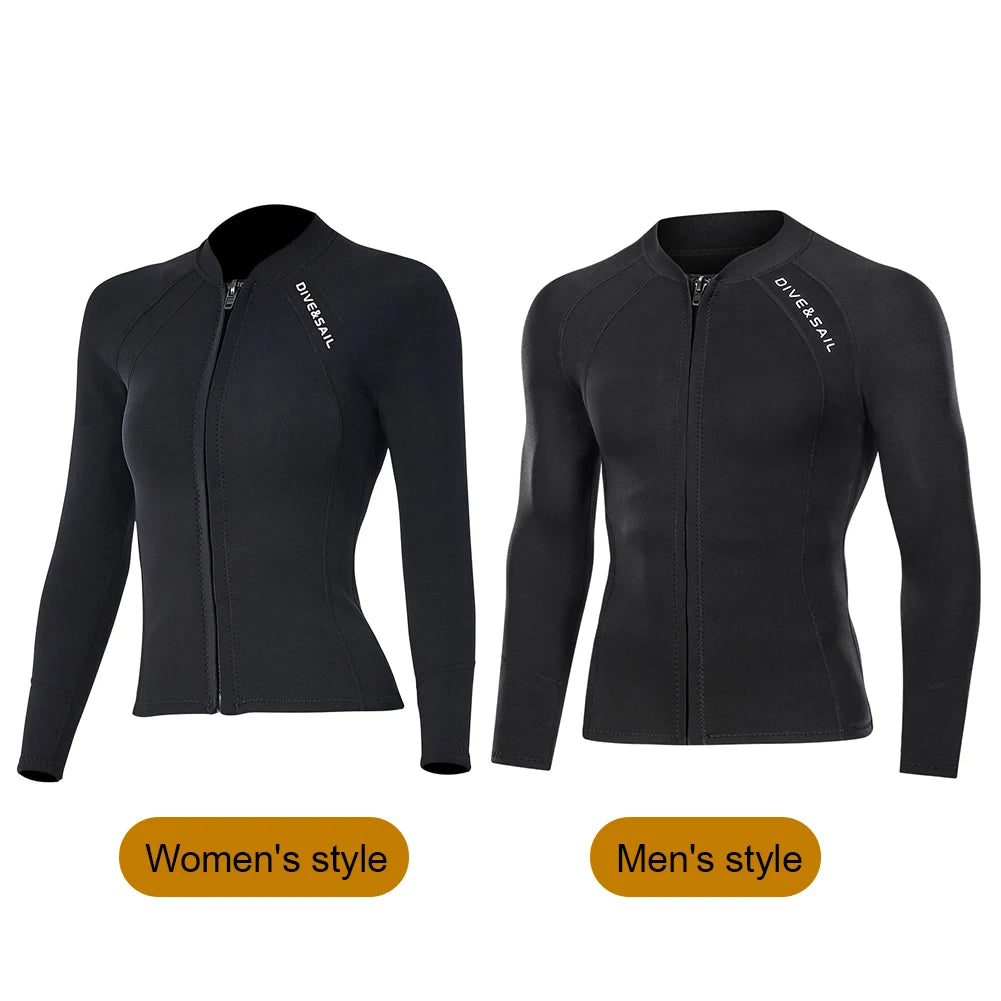 DIVE SAIL 2mm Neoprene Diving Jacket Women Snorkeling Swim Surfing Split Tops